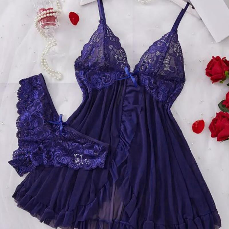 Women'S Lace Sexy Halter Nightdress Set Sleepwear