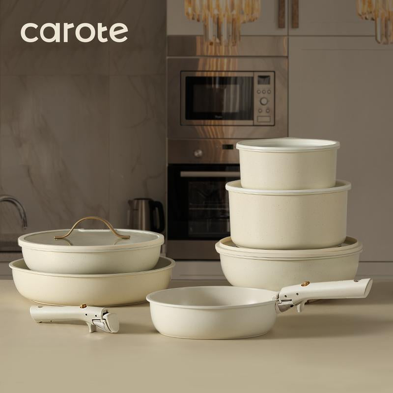 CAROTE 19/20Pcs Detachable Handle Pots and Pans Set