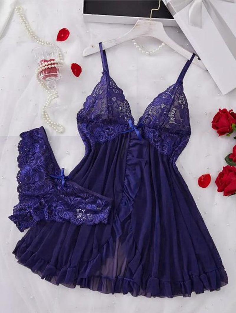Women'S Lace Sexy Halter Nightdress Set Sleepwear