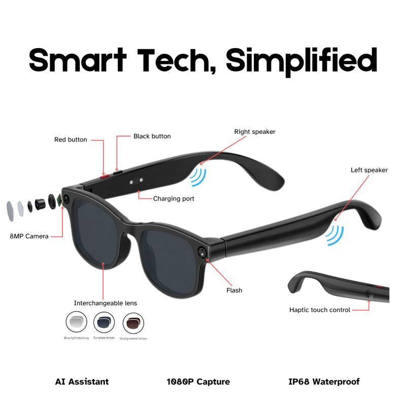 AI Smart Glasses 8MP HD Camera