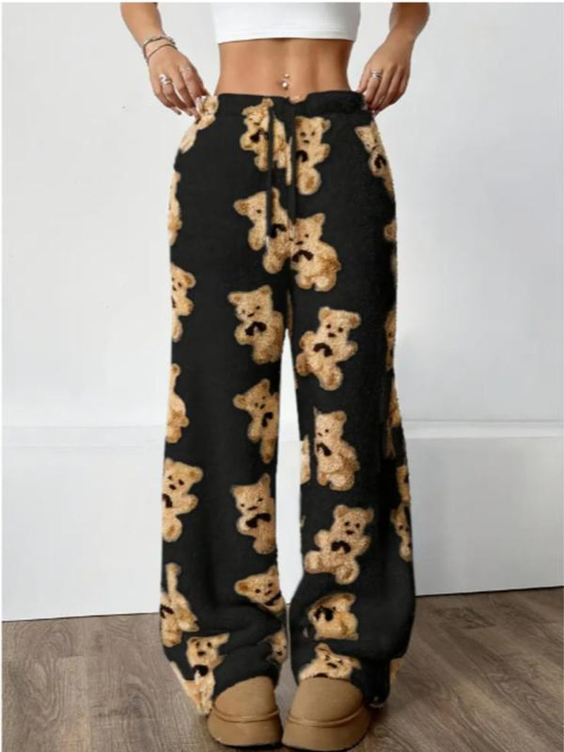 Women'S Cartoon Bear Pattern Fleece Sleepwear