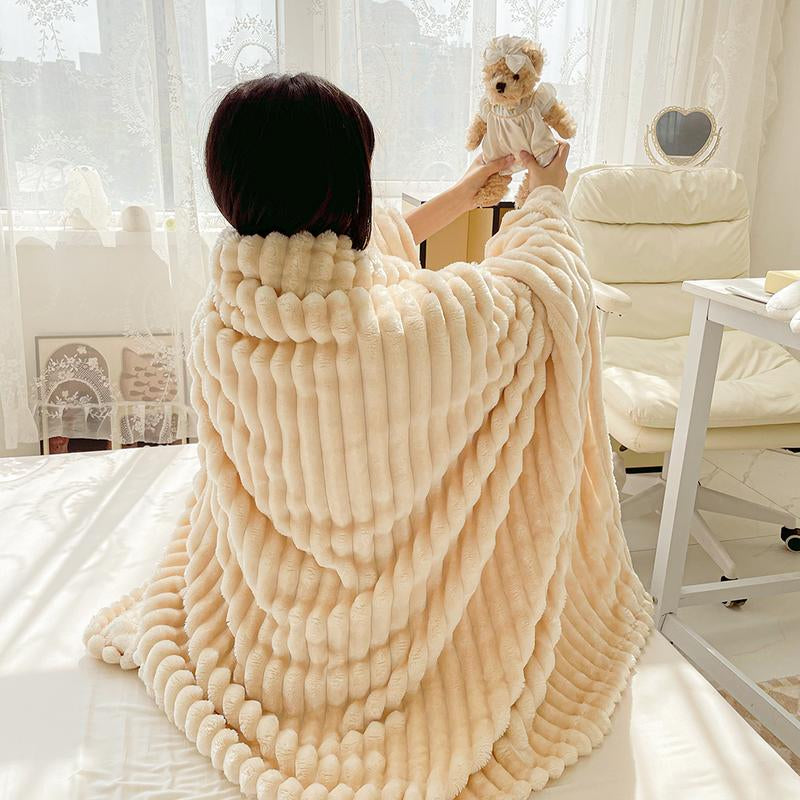 Super Soft 3D Ribbed Flannel Blanket