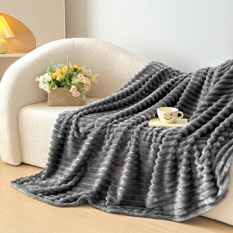 Super Soft 3D Ribbed Flannel Blanket