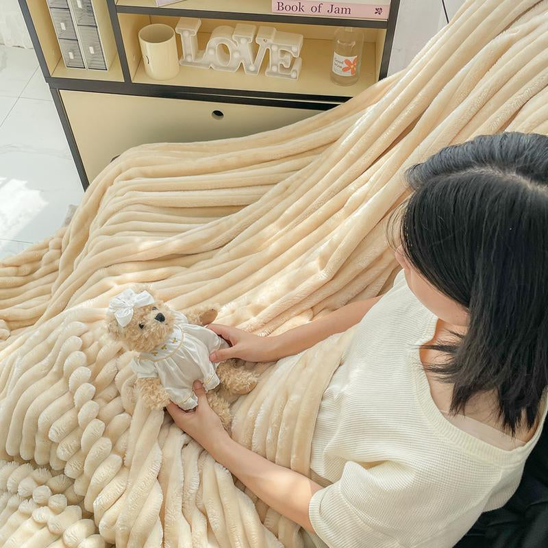 Super Soft 3D Ribbed Flannel Blanket