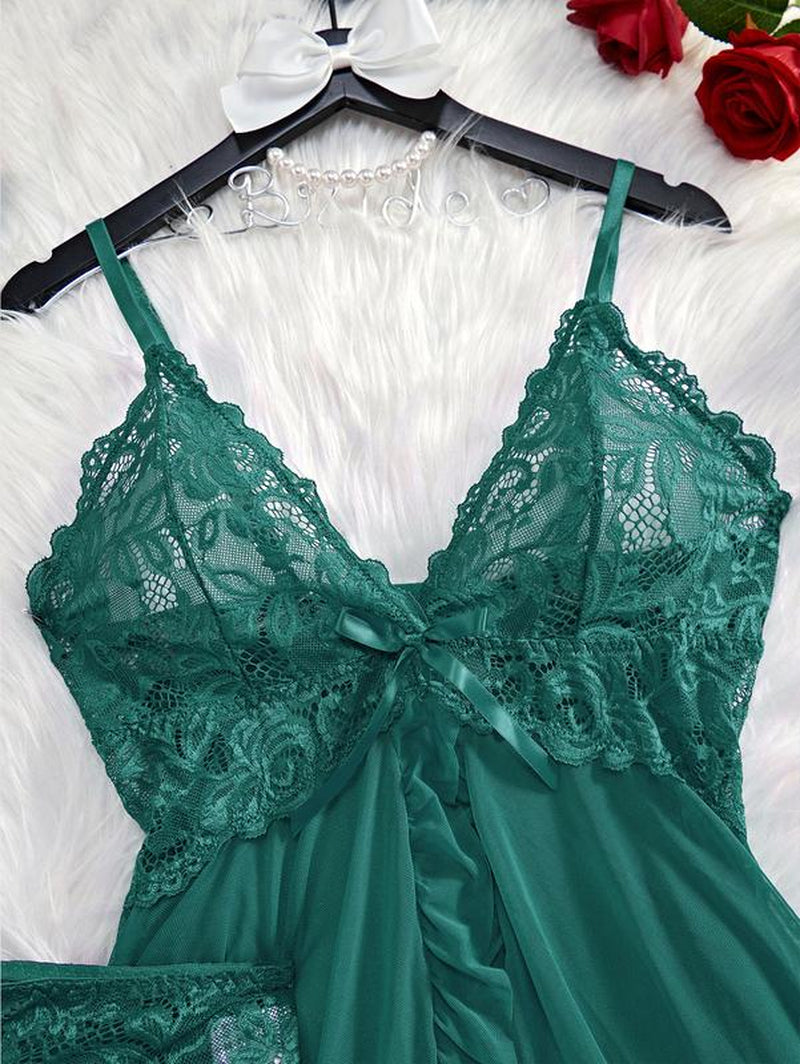 Women'S Lace Sexy Halter Nightdress Set Sleepwear