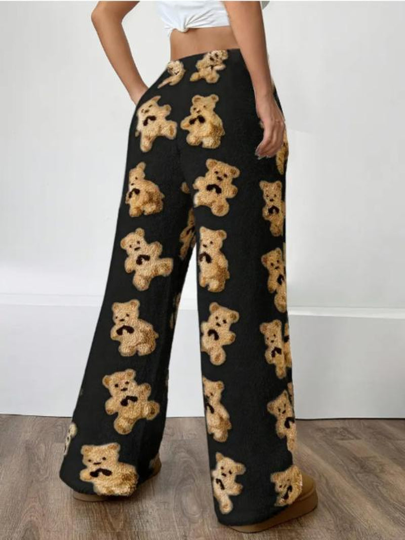 Women'S Cartoon Bear Pattern Fleece Sleepwear