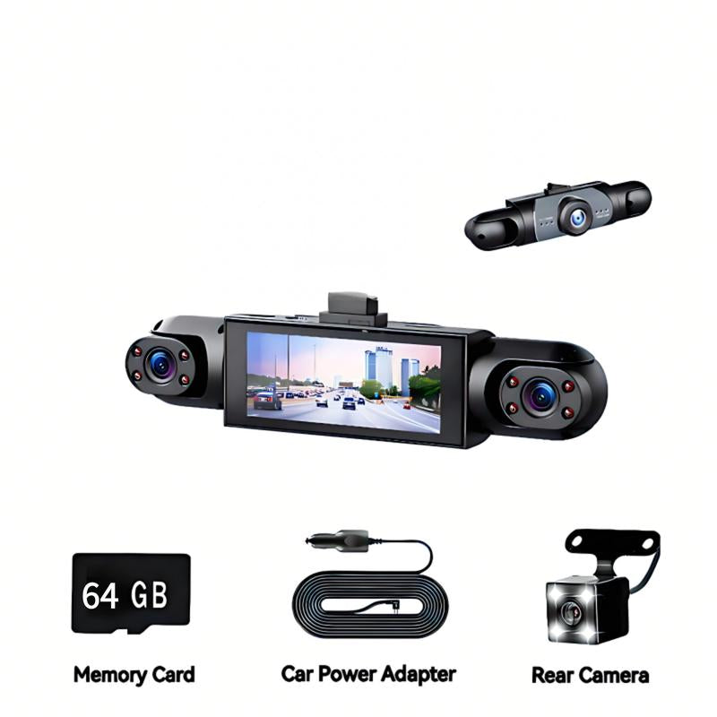 LASATE Full HD Four-Channel Dash Cam-1080P Car DVR with 256GB Memory Card