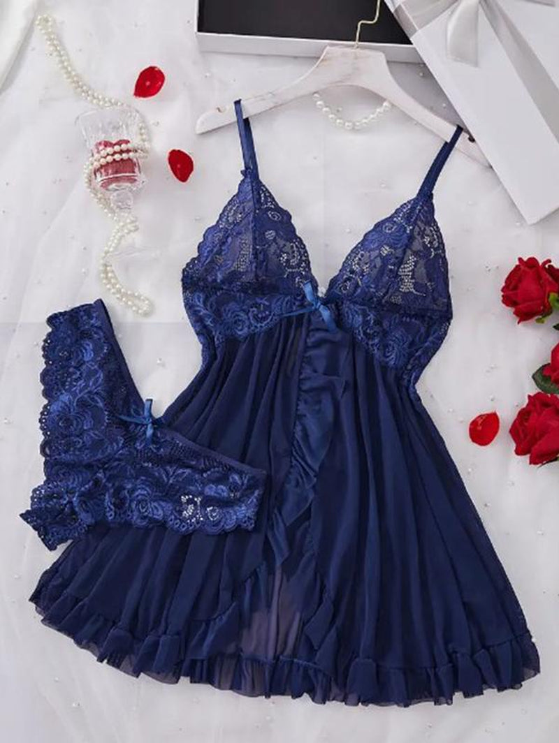 Women'S Lace Sexy Halter Nightdress Set Sleepwear