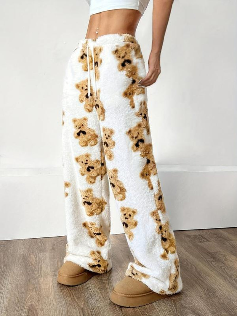 Women'S Cartoon Bear Pattern Fleece Sleepwear