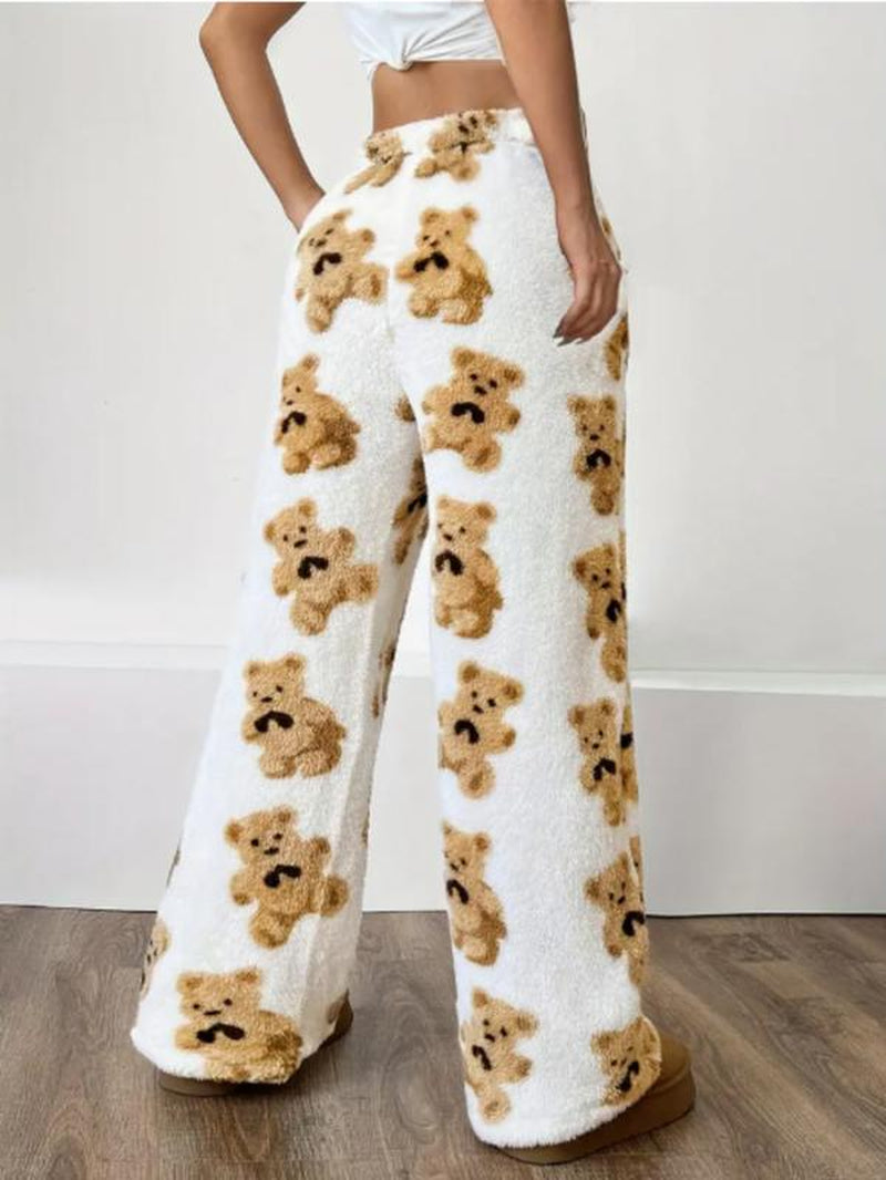 Women'S Cartoon Bear Pattern Fleece Sleepwear