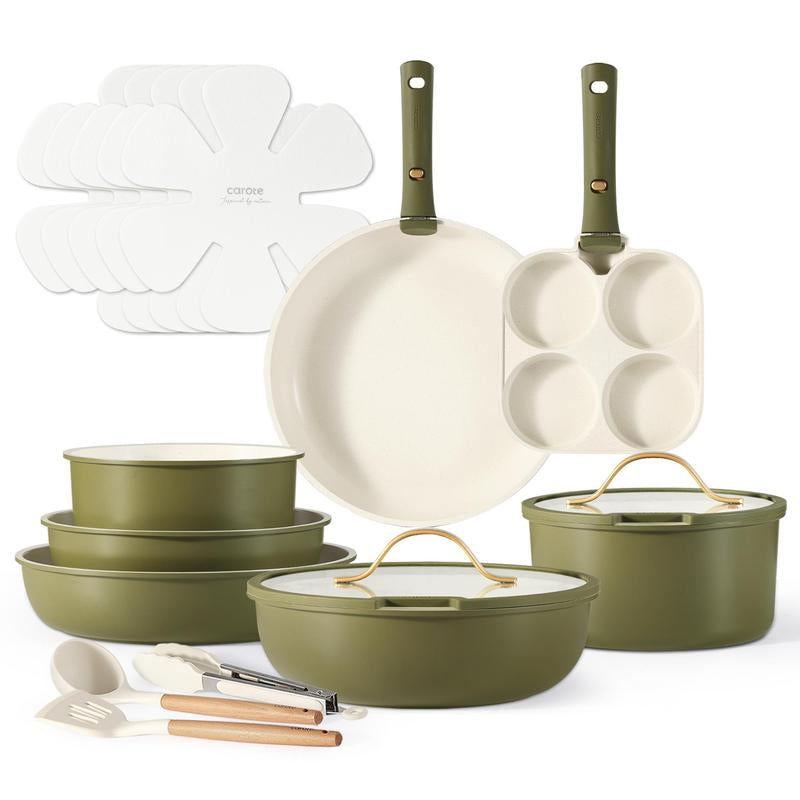 CAROTE 19/20Pcs Detachable Handle Pots and Pans Set